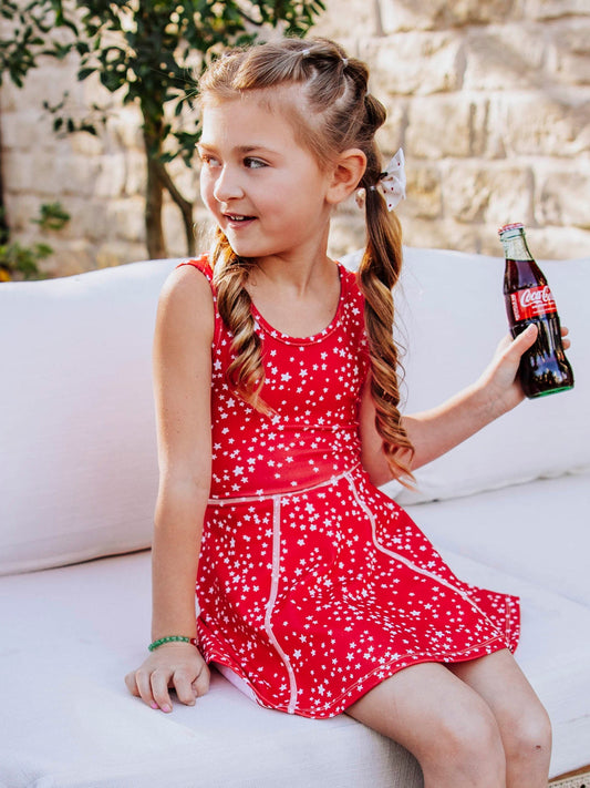 Tennis Dress - Red Stars (Size Down)