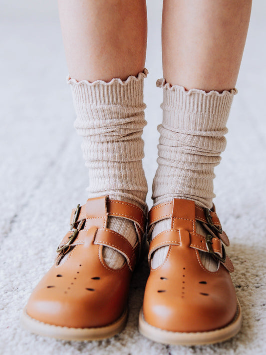 Ruffled Socks - Tan