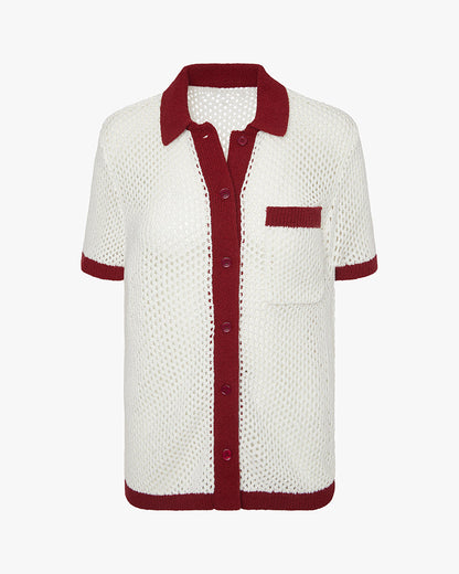 Oversized Crochet Button-up Shirt